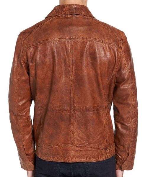 Washed Lamb Leather Jacket with Jacquard Print Lining – MISSANI LE
