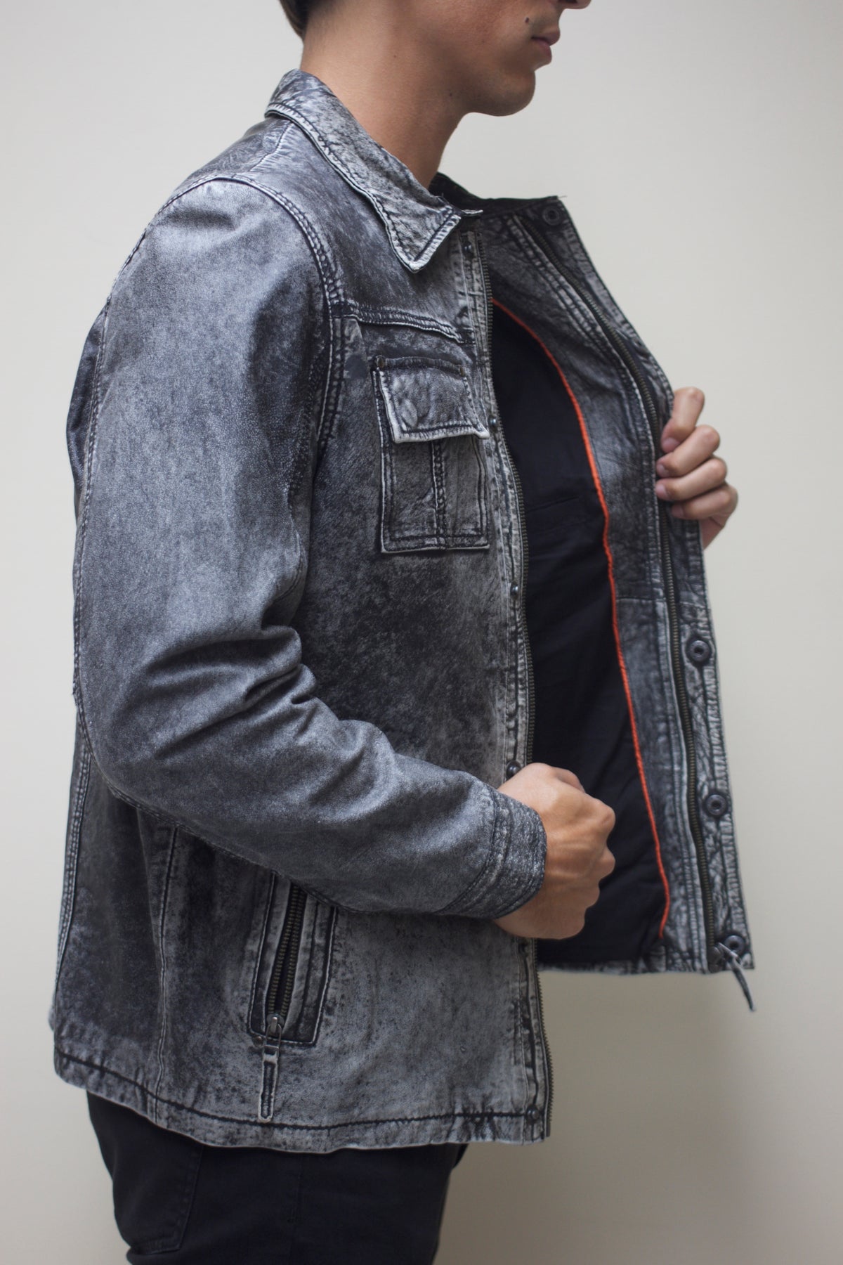 Washed Brittle Lambskin Jacket