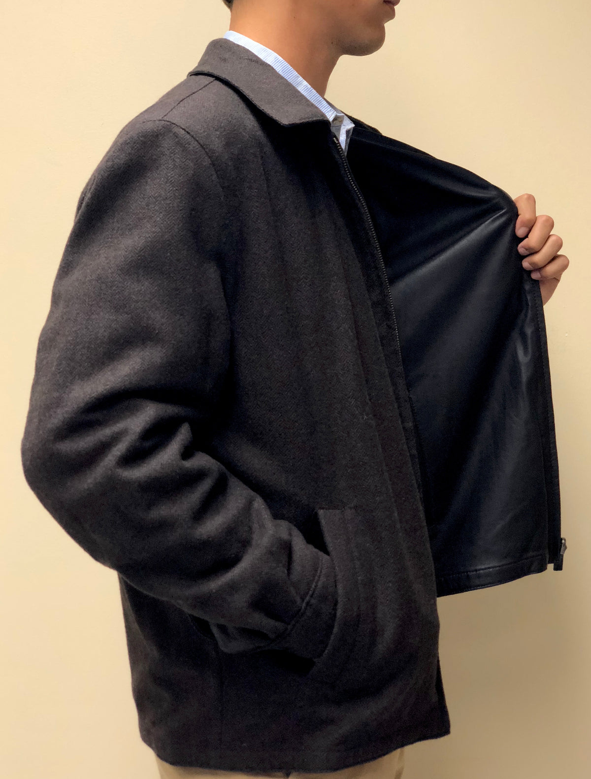 New Zealand Lamb Reversible to Cashmere Wool (Herringbone) Jacket