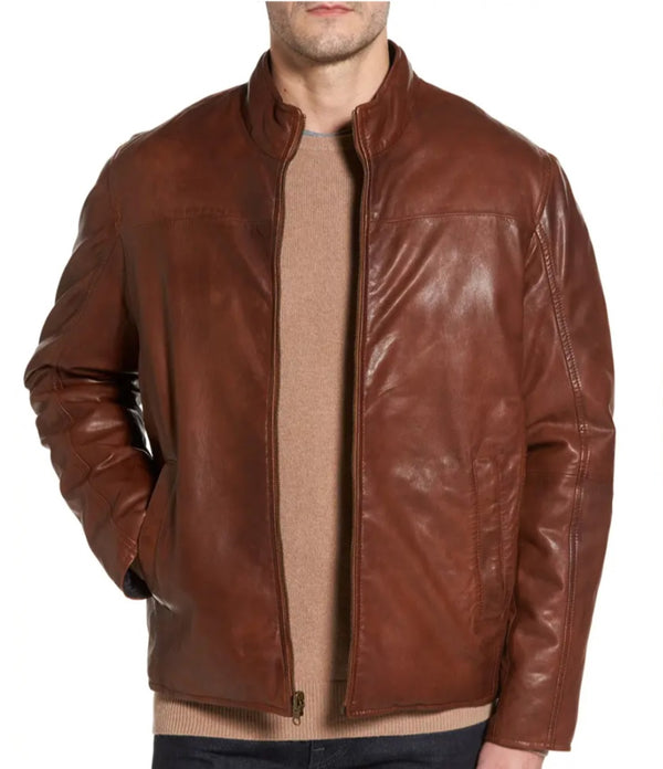 Reversible Washed Leather Jacket to Puffer Jacket