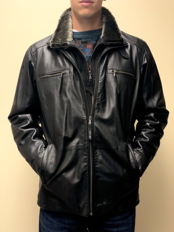 Turkish Lambskin Jacket with Removable Fur Collar